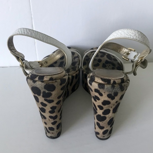 DOLCE & GABBANA,PRINTED CANVAS, LEOPARD WEDGE  ,SANDALS. - Picture 2 of 5
